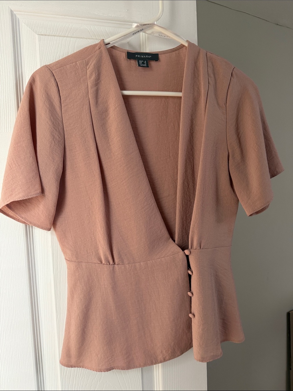 Dusty Rose Short Sleeve Wrap Blouse